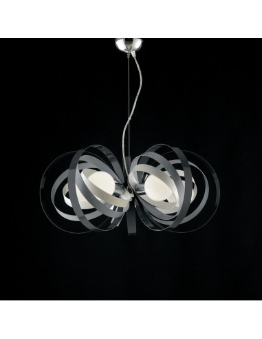 Lampadario in ferro Bianco Grigio cinque luci rifiniture Cromo 62x h30 cm
