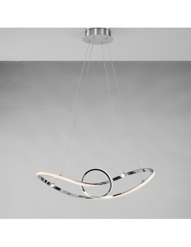 Lampadario sospensione metallo  Cromo Lucido LED integrato 68x24x h 150 cm