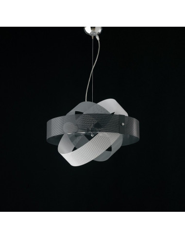 Lampadario sospensione moderna Grigio Bianco 2 luci diametro 47x h13  cm