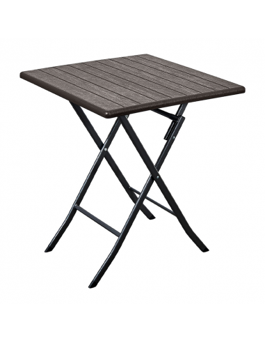 Tavolino pieghevole in metallo effetto legno 62X62X73 cm