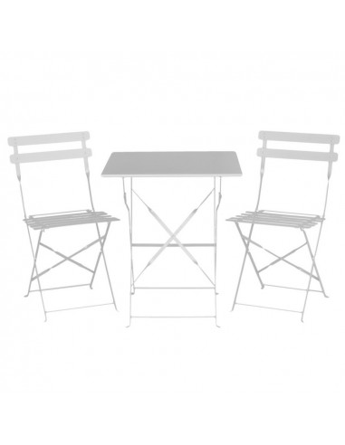 Tavolo metallo Rimini bianco quadro con2 sedie pieghevoli