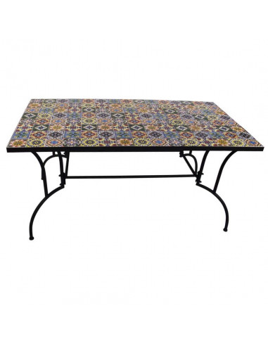 Tavolo in metallo per esterno 150 x 80 cm. con decorazione Mosaico Flower