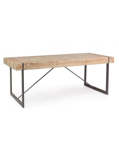 Tavolo urban industriale Garrett con piano in legno