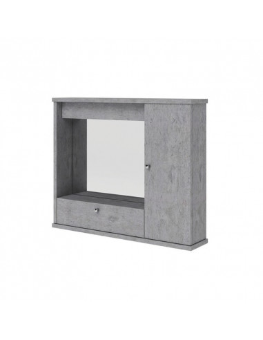 Specchiera bagno grigio cemento mobile arredo moderno 1 anta con ribalta h.61x73x14