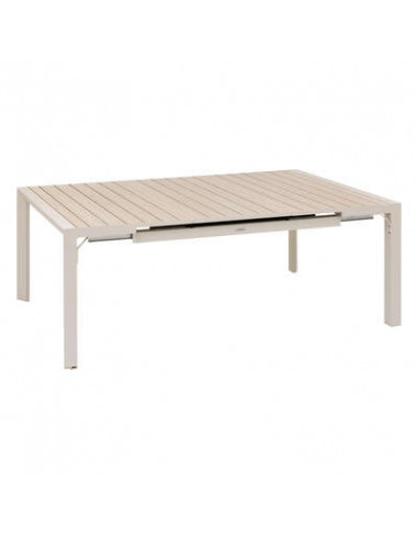 Tavolo regolabile Evasion quadrato 142x142x77 cm in alluminio effetto legno linoleum argilla