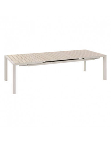 Tavolo rettangolare Evasion 10 posti alluminio stampato effetto legno lino argilla  214x110x77 cm