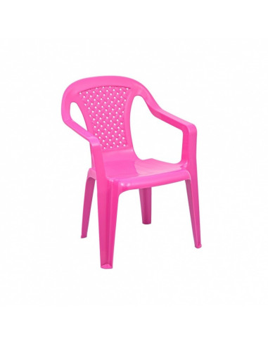 Sedia per bambini in plastica fucsia con braccioli - Dimensioni 38x38x52 cm