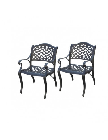 Coppia di sedie nere in alluminio pressofuso verniciato 64x67 - H.88 cm