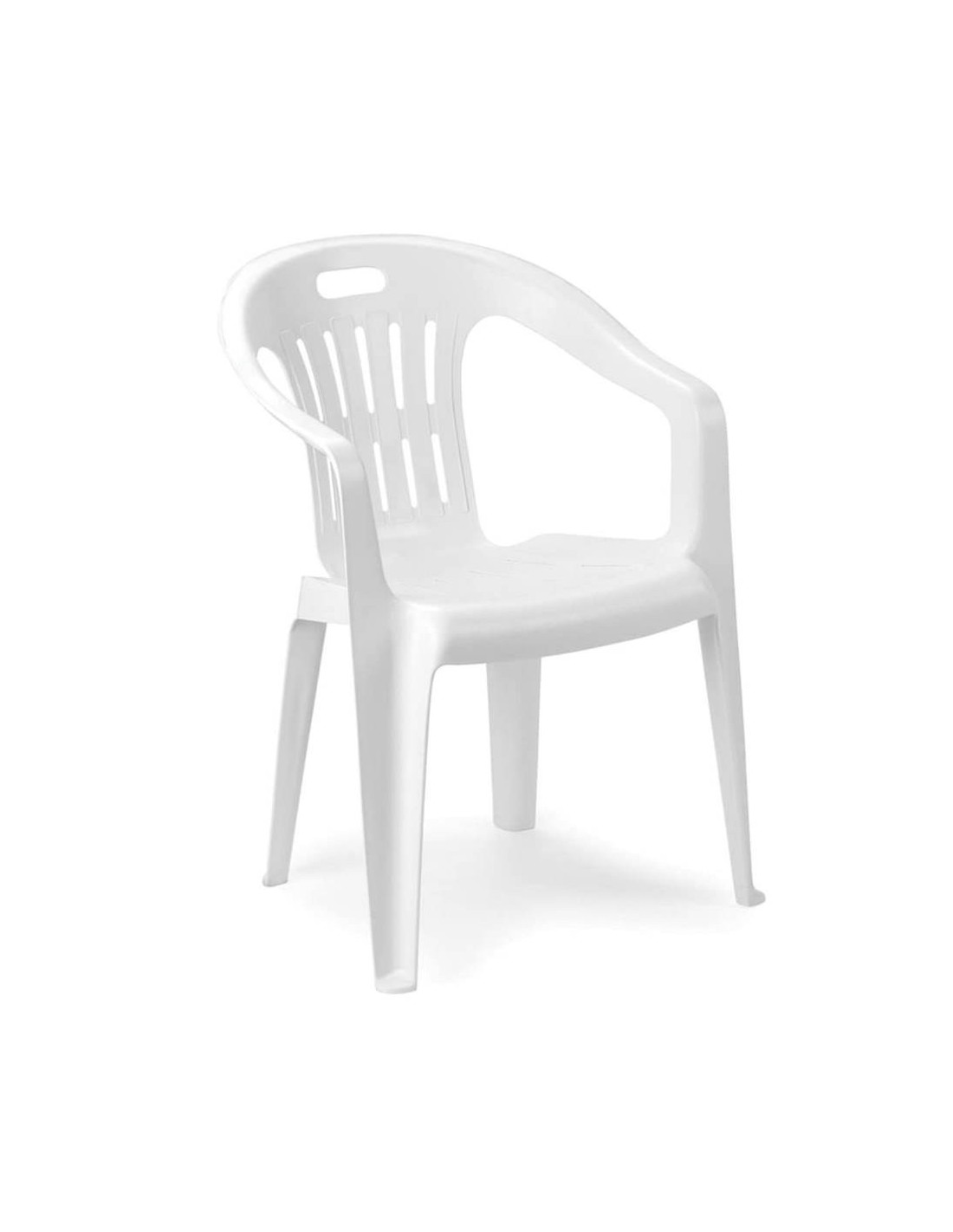 Poltrona sedia Piona in dura resina di plastica bianca impilabile con braccioli 