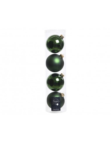 Box 4 palline in vetro verde scuro  opaco e lucido  diametro cm 10