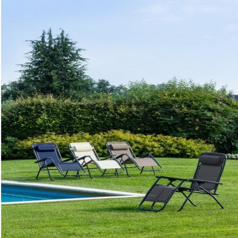 Sedia a Sdraio Grigia da Esterno con Dimensioni 65x176x80 Cm