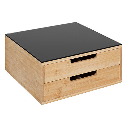 Porta capsule 30x30x14,5 cm in bambù e vetro