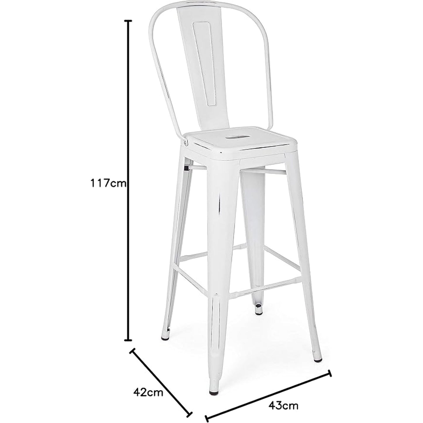 Sgabello bar bianco 42p x 43l x 117h cm
