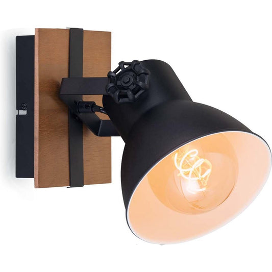 Spot faretto vintage 1 Luce con attacco E27 colore nero cm 17x17x21