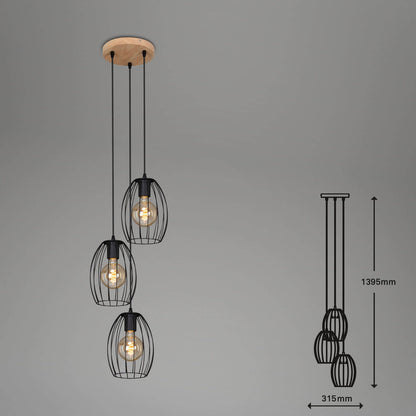 Sospensione vintage Waktu 3xE27