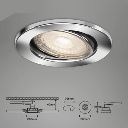 Set 3 faretti Sten da incasso orientabili GU10 Ø 8,6 cm cromo