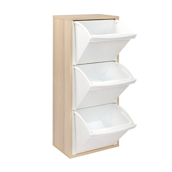 Mobile per raccolta differenziata in legno rovere sbiancato