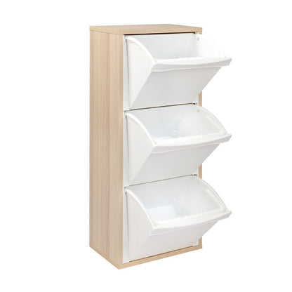 Mobile per raccolta differenziata in legno rovere sbiancato