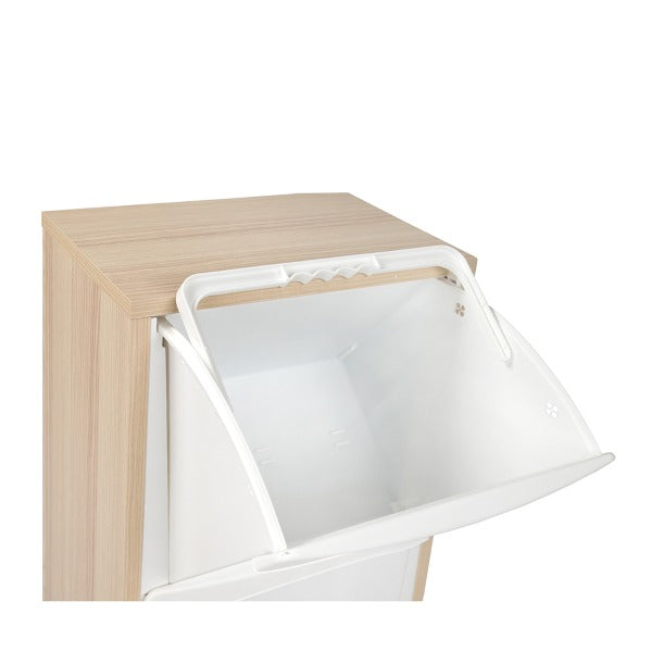 Mobile per raccolta differenziata in legno rovere sbiancato