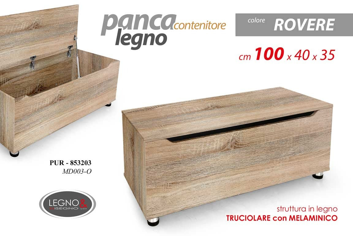 Baule cassapanca/contenitore moderno colore rovere cm 100x40x35
