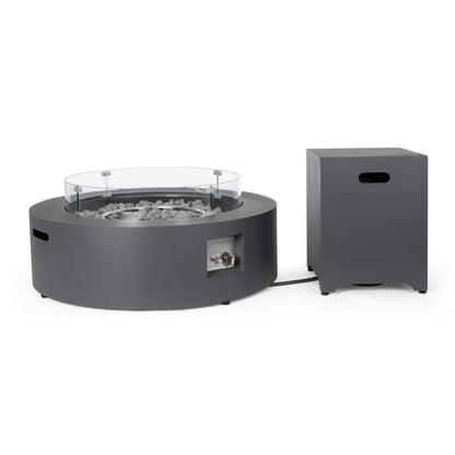 Camino a gas Ø104 x 30 cm grigio scuro