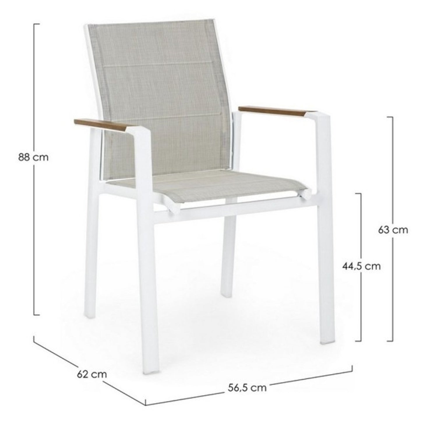 Sedia con braccioli bianca 56,5x62x88 cm