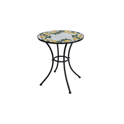 Tavolino tondo Mosaico Lemon Ø 60x75h cm in metallo