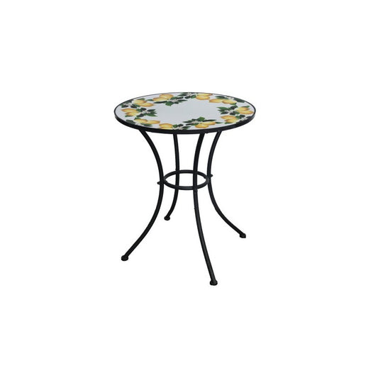 Tavolino tondo Mosaico Lemon Ø 60x75h cm in metallo