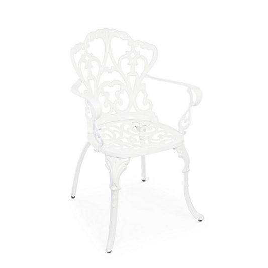 Sedia in alluminio bianca con braccioli 57,5x58x87,5