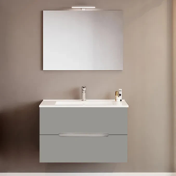 Mobile bagno Iris con lavabo e specchio led 106 cm rovere grigio