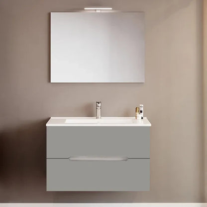 Mobile bagno Iris con lavabo e specchio led 106 cm rovere grigio