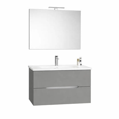 Mobile bagno Iris con lavabo e specchio led 106 cm rovere grigio