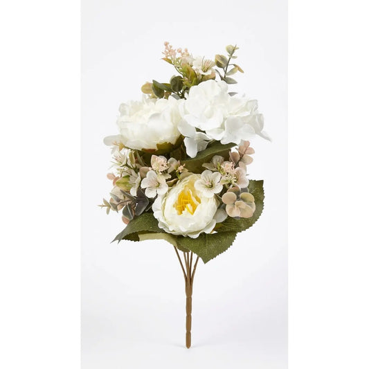 Mazzo frontale peonie e ortensie artificiali 50 cm con 8 fiori - 1 pezzo assortito