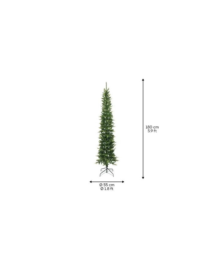 Albero di Natale artificiale Slim Fir verde Ø 55 cm - H 180 cm