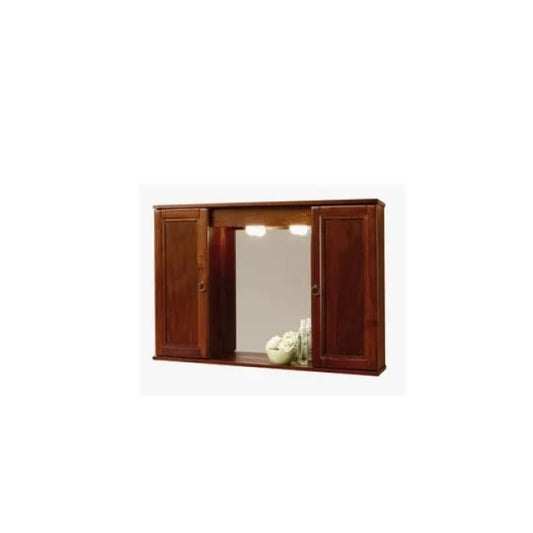 Specchio mobile bagno noce anticato con 2 ante e illuminazione 92x16x63 cm