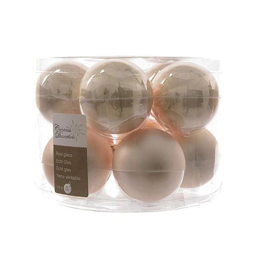 Box 10 palline di Natale in vetro perla lucide e opache Ø6 cm