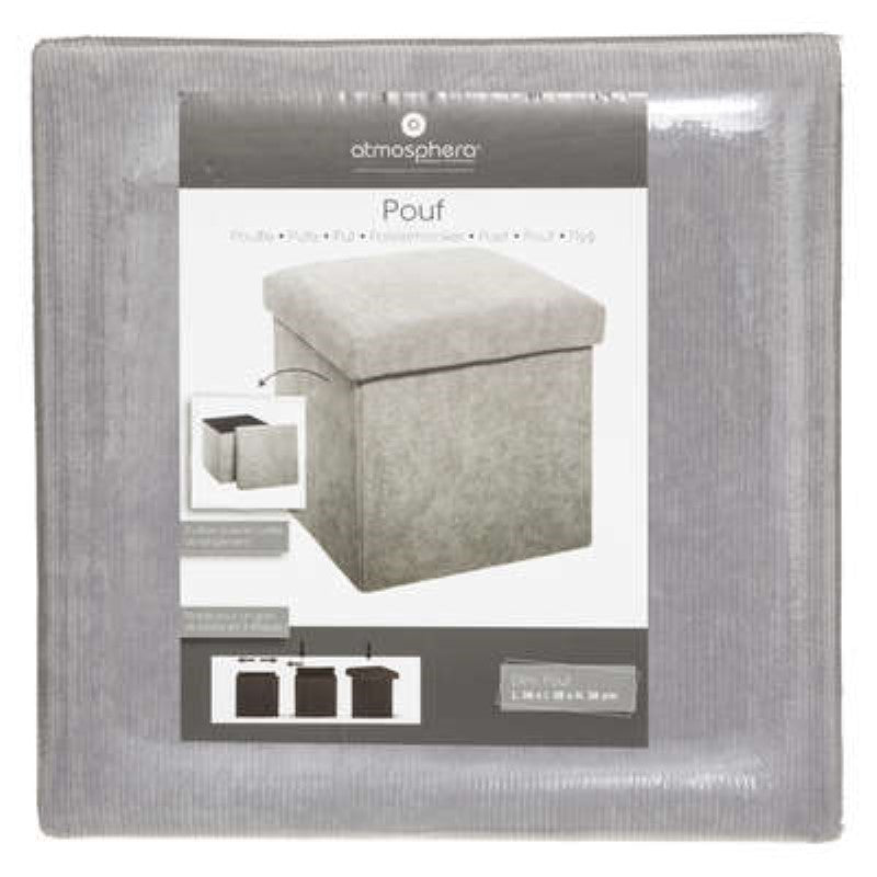 Pouf pieghevole in tessuto grigio L 38 x P 38 x H 38 cm