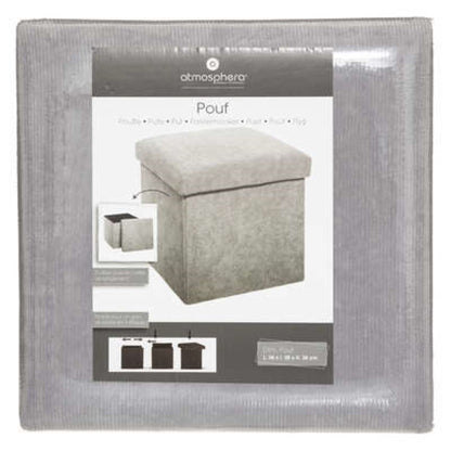Pouf pieghevole in tessuto grigio L 38 x P 38 x H 38 cm