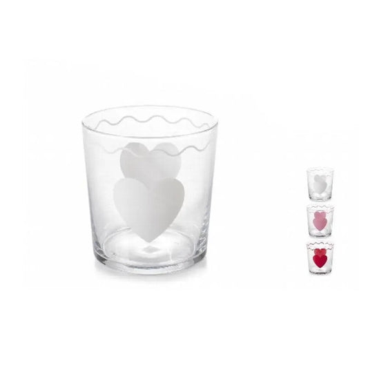 Bicchiere vetro decorato cuore 35cl