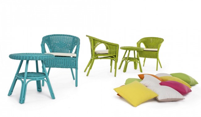 Tavolino Alliss blu in rattan D52