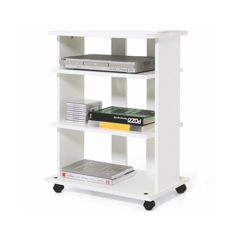 Carrello Porta TV 3 Ripiani 60x45xH81 Bianco Frassinato Crema