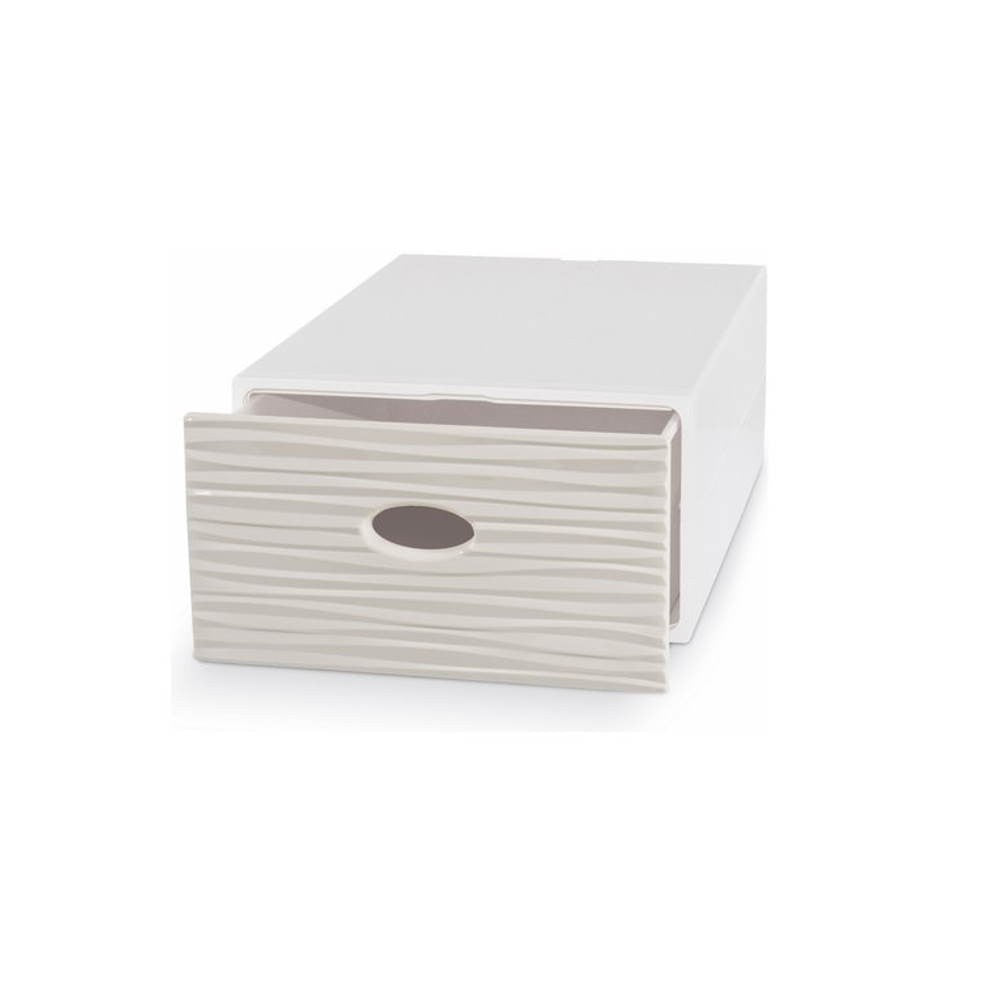 Cassetto contenitore multiuso 28x40x15 cm qbox wave sabbia Domopak