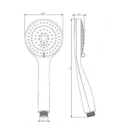 Doccino Eternity a risparmio acqua cromato con tre opzioni di getto