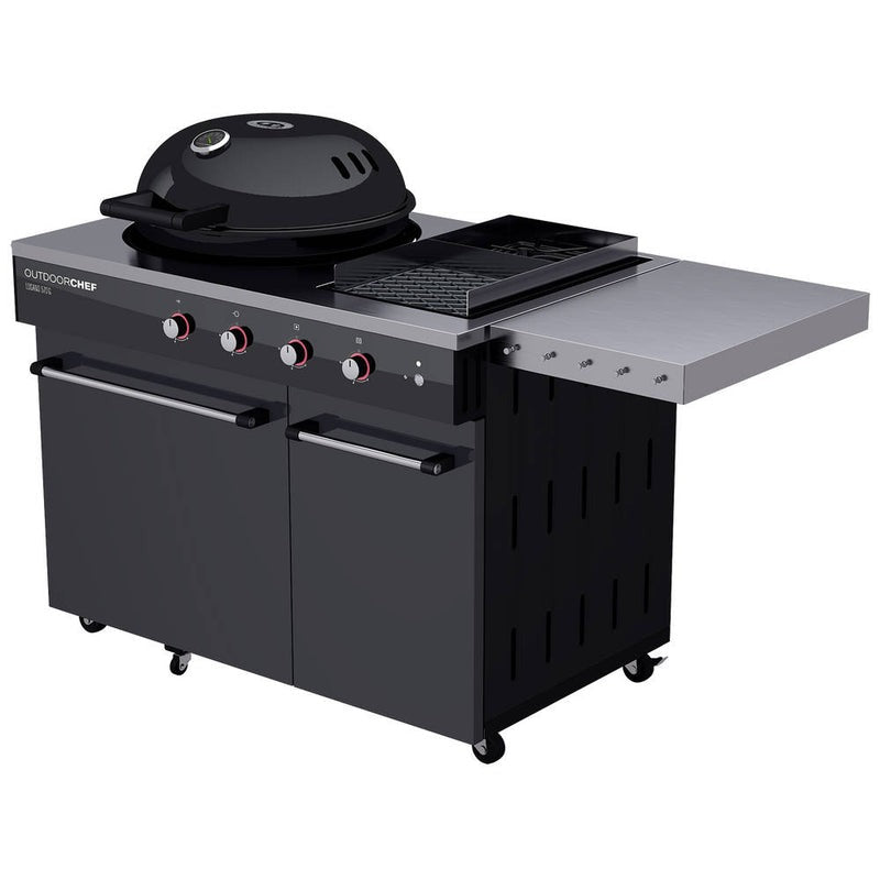 Barbecue a gas outdoorchef lugano 570 g - grill sferico con steakhouse burner e piano di cottura laterale