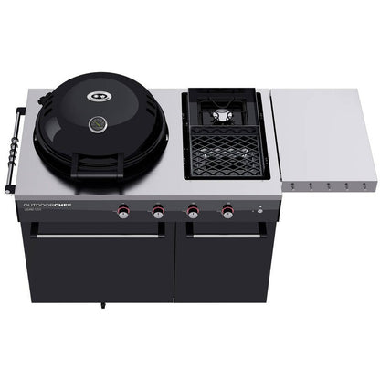 Barbecue a gas outdoorchef lugano 570 g - grill sferico con steakhouse burner e piano di cottura laterale