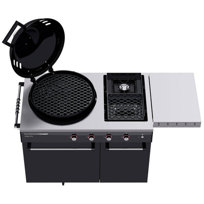 Barbecue a gas outdoorchef lugano 570 g - grill sferico con steakhouse burner e piano di cottura laterale