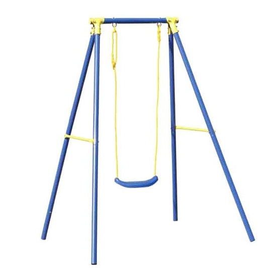 Altalena per bambini 145x142 cm, struttura acciaio verniciato blu