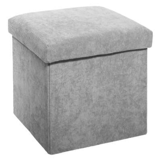 Pouf pieghevole in tessuto grigio L 38 x P 38 x H 38 cm