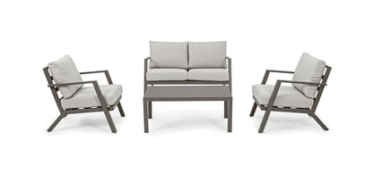 Salotto da giardino in alluminio verniciato marrone con seduta in tessuto sfoderabile - Harley