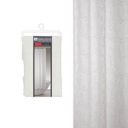 Tenda doccia con motivo rami geometrici in tessuto, misura 240 x 200 cm.